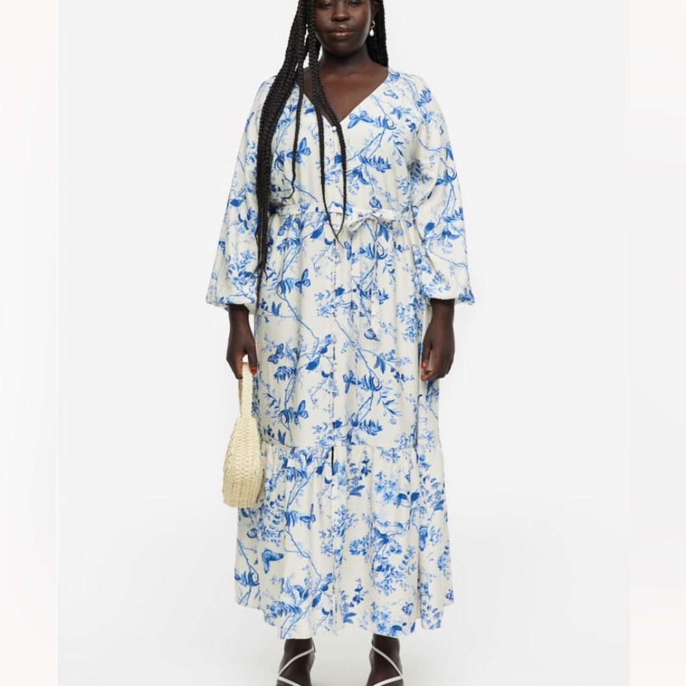 H&M tie belt button front dress